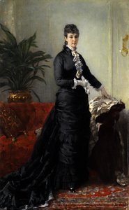 Joven mujer en largo vestido negro de Eugène Faure